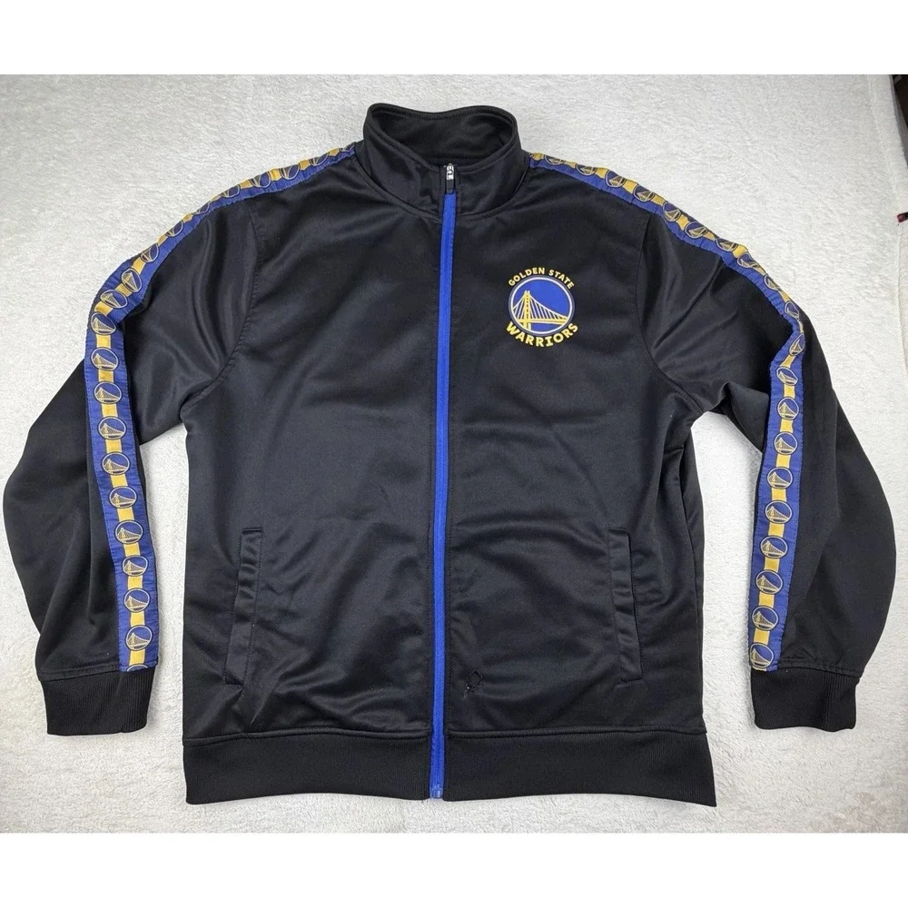 NBA Golden State Warriors Zip Warm Up Track Jacket Back‎ Graphic Men's Sz XL